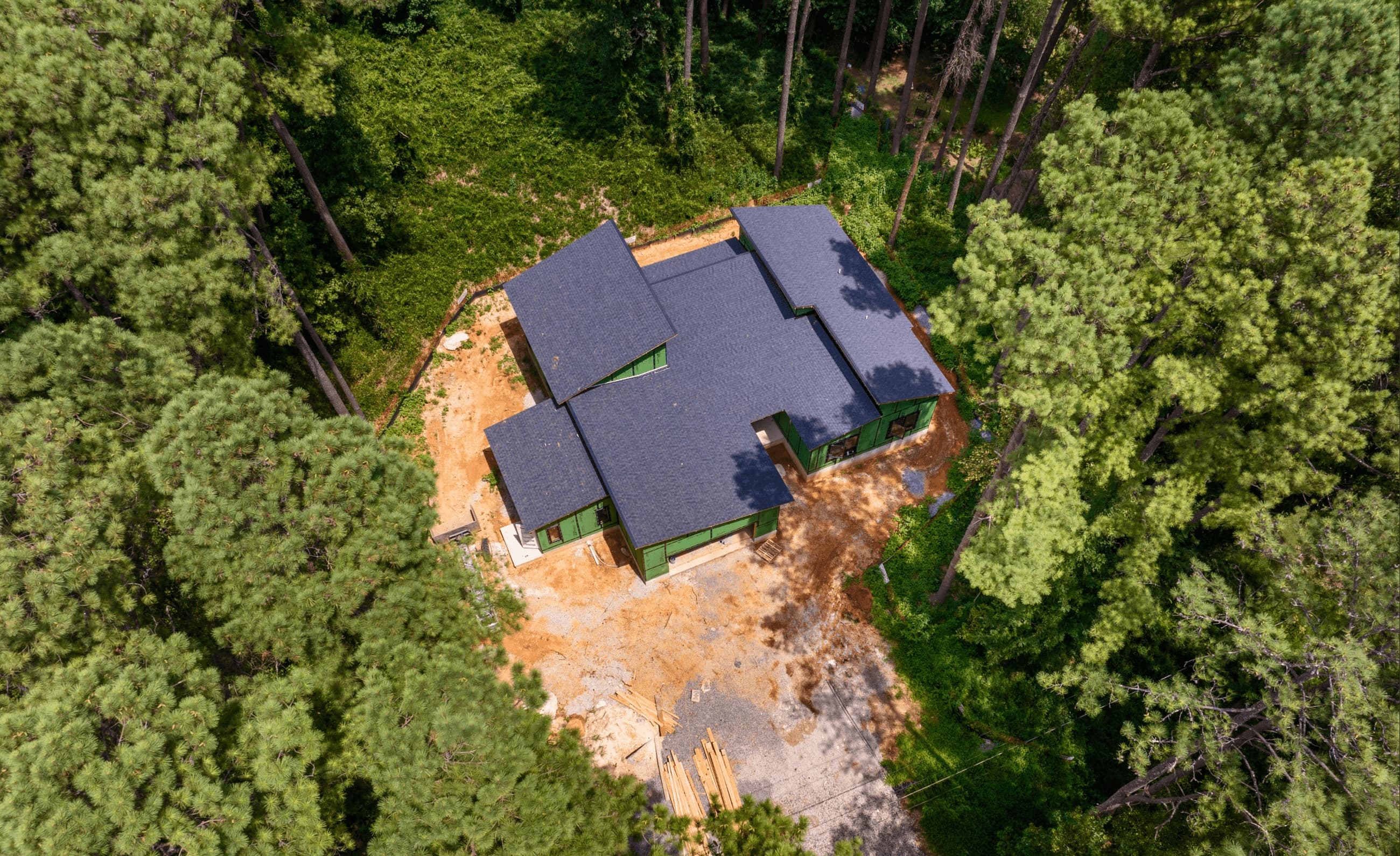 Overhead view of land for surveying